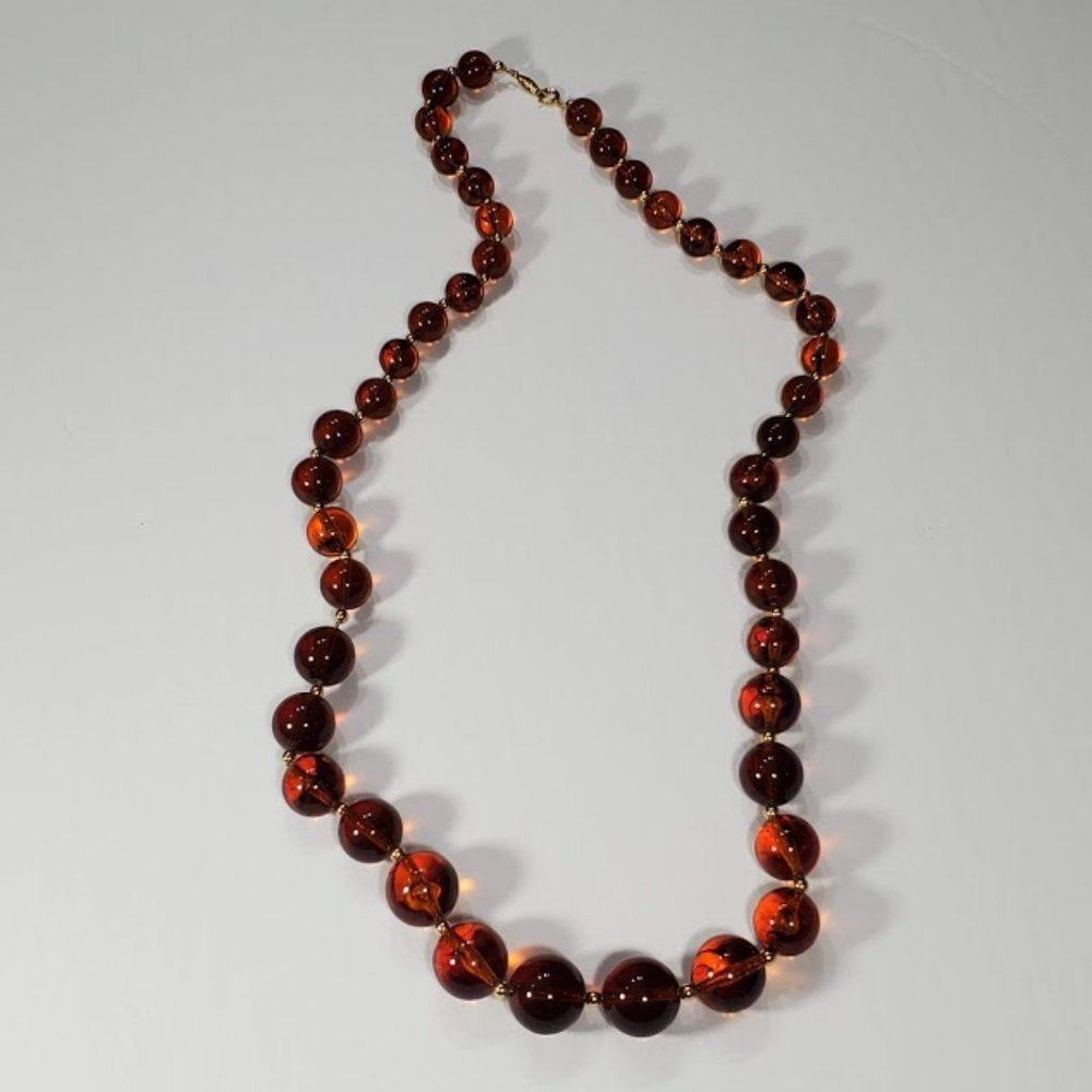 Vintage Napier Amber Lucite BeadNecklace